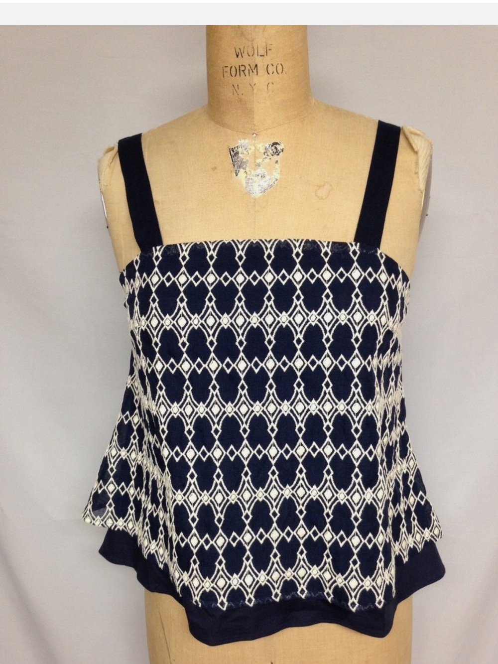 J.O.A. Navy and White Geometric Camisole